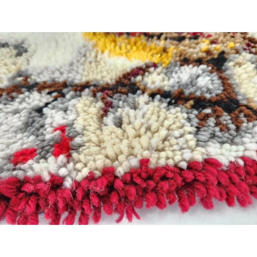 Vintage Cardinal Pair Finished Latch Hook Rug Kit Wall Hanging Birds Trees 37x27